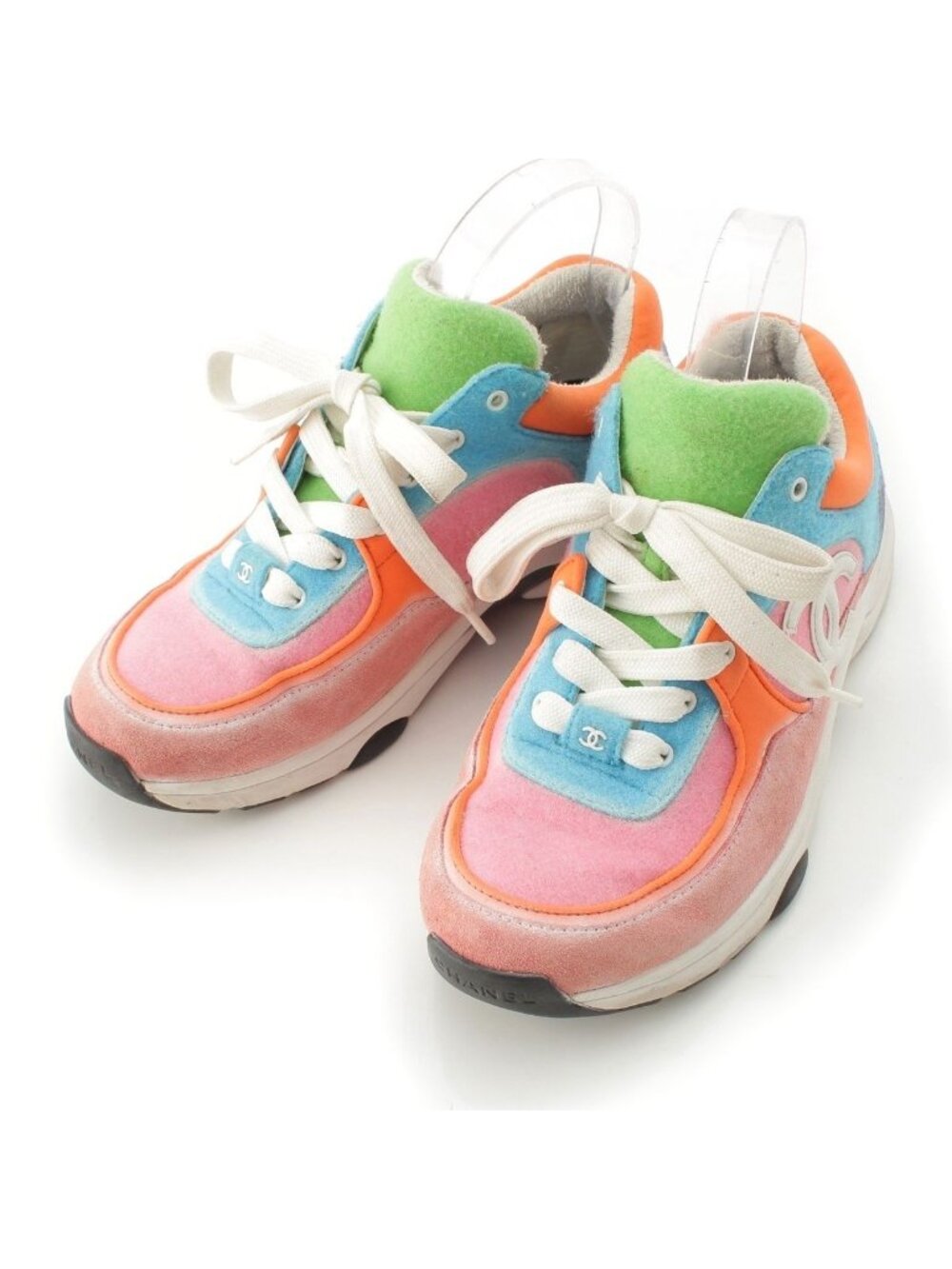 Chanel Suede CC Logo Sneakers Multicolor